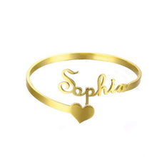 Lade das Bild in den Galerie-Viewer, Armreif mit Gravur und Herz jouelei Gold