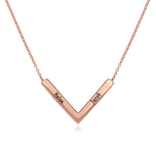 Lade das Bild in den Galerie-Viewer, Barrenkette "V" mit Gravur jouelei Roségold 40 cm
