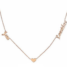 Lade das Bild in den Galerie-Viewer, Herzkette mit zwei Namen jouelei Roségold 40 cm