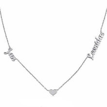 Lade das Bild in den Galerie-Viewer, Herzkette mit zwei Namen jouelei Silber 40 cm