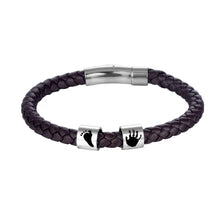 Lade das Bild in den Galerie-Viewer, Lederarmband mit Abdrücken jouelei Schwarz 19 cm