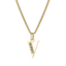 Lade das Bild in den Galerie-Viewer, LOANYA Buchstaben Kette mit Zirkoniasteinen Necklaces jouelei V 35