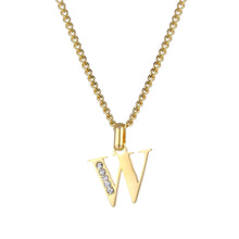 Lade das Bild in den Galerie-Viewer, LOANYA Buchstaben Kette mit Zirkoniasteinen Necklaces jouelei W 35