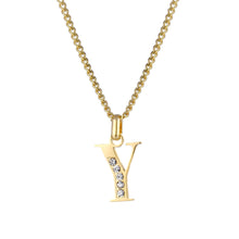 Lade das Bild in den Galerie-Viewer, LOANYA Buchstaben Kette mit Zirkoniasteinen Necklaces jouelei Y 35