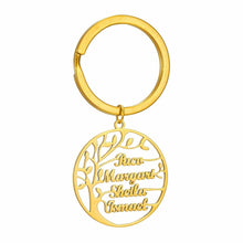Lade das Bild in den Galerie-Viewer, LOANYA Lebensbaum Schlüsselanhänger mit eingravierten Namen jouelei Gold