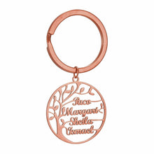 Lade das Bild in den Galerie-Viewer, LOANYA Lebensbaum Schlüsselanhänger mit eingravierten Namen jouelei Roségold