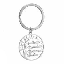 Lade das Bild in den Galerie-Viewer, LOANYA Lebensbaum Schlüsselanhänger mit eingravierten Namen jouelei Silber