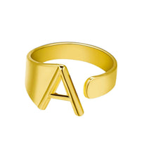 Lade das Bild in den Galerie-Viewer, Unique Buchstaben Ring jouelei Gold A