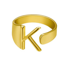Lade das Bild in den Galerie-Viewer, Unique Buchstaben Ring jouelei Gold K