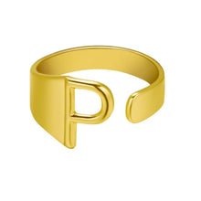 Lade das Bild in den Galerie-Viewer, Unique Buchstaben Ring jouelei Gold P