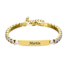 Lade das Bild in den Galerie-Viewer, Zirkonia Armband mit Gravur Loanya Gold
