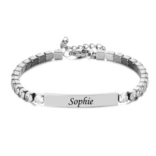 Lade das Bild in den Galerie-Viewer, Zirkonia Armband mit Gravur Loanya Silber