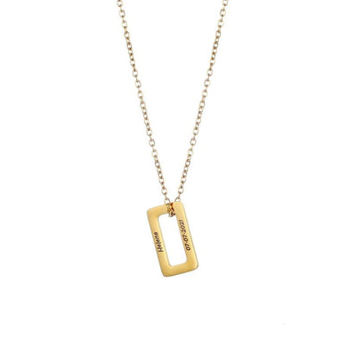 Gravierte Halskette „Quadro“ mit rechteckigem Anhänger jouelei Gold 40 cm 