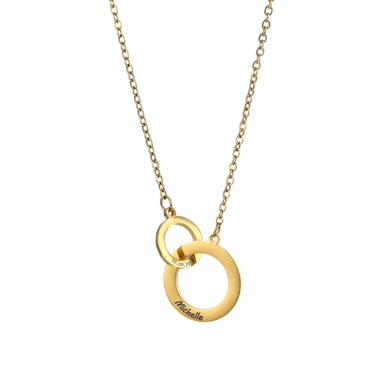 Halskette mit zwei gravierten umschlungenen Ringen jouelei Gold 40 cm 