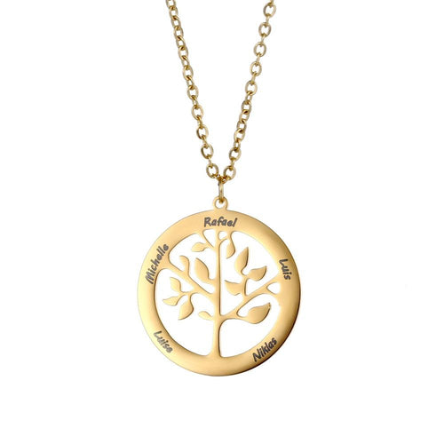 Lebensbaum Halskette mit Gravur jouelei Gold 40 cm 