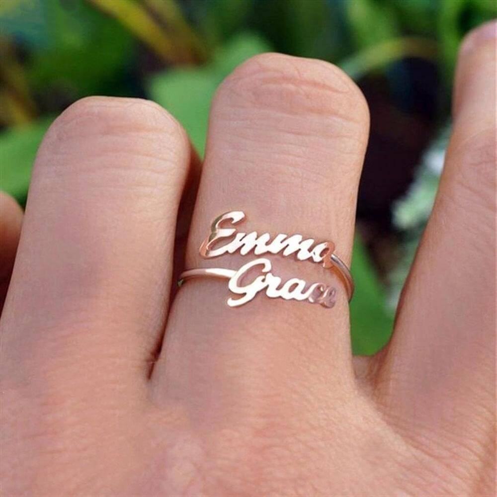 LOANYA Ring mit zwei eingravierten Namen jouelei Roségold 