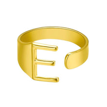 Lade das Bild in den Galerie-Viewer, Unique Buchstaben Ring jouelei Gold E 
