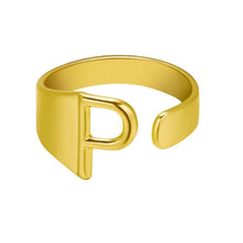 Lade das Bild in den Galerie-Viewer, Unique Buchstaben Ring jouelei Gold P 
