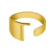 Lade das Bild in den Galerie-Viewer, Unique Buchstaben Ring jouelei Gold T 
