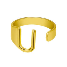 Lade das Bild in den Galerie-Viewer, Unique Buchstaben Ring jouelei Gold U 
