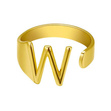 Lade das Bild in den Galerie-Viewer, Unique Buchstaben Ring jouelei Gold W 
